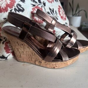 Aldo Bronze Wedge Sandals *new*